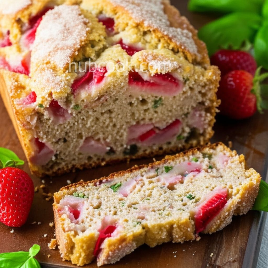 Strawberry Beer Bread with Fresh Basil